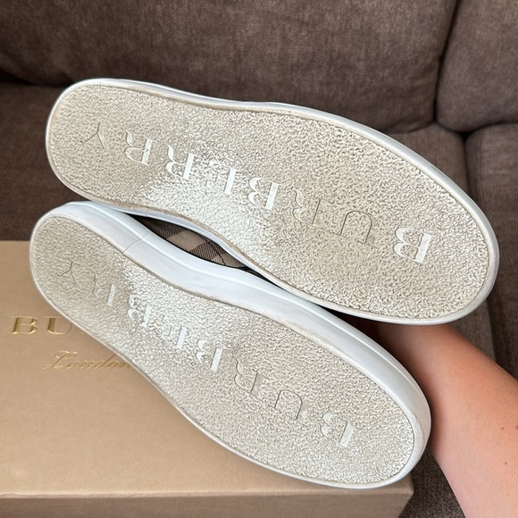 BURBERRY Multicolor Canvas And Leather Gauden Slip On Sneakers Size 38 - Picture 9 of 11